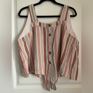 Sonoma Pink and Cream Striped Tank Top Size XL